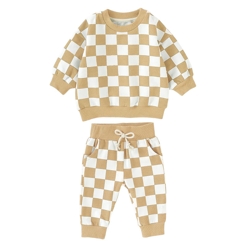 Checkered Sweater and Jogger Set