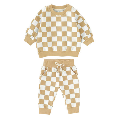 Checkered Sweater and Jogger Set