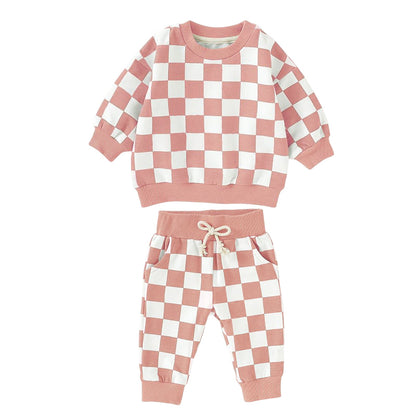 Checkered Sweater and Jogger Set