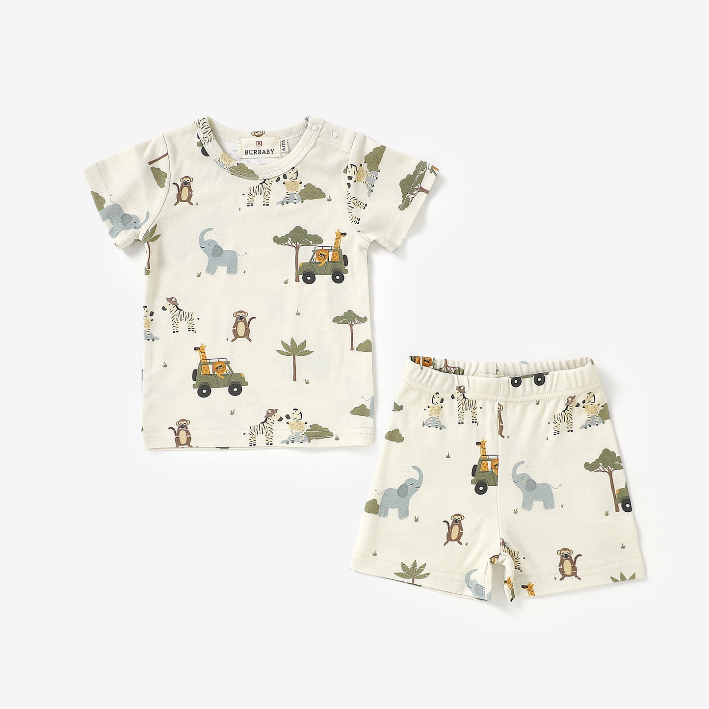Spring 2026 Safari Adventure Sleeve Shorts Set | 100% Organic Cotton Baby & Toddler Outfit