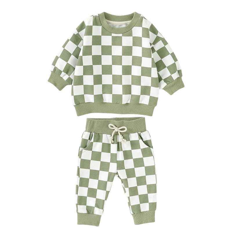 Checkered Sweater and Jogger Set