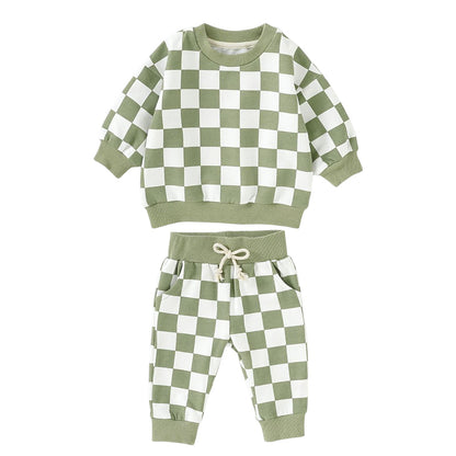 Checkered Sweater and Jogger Set