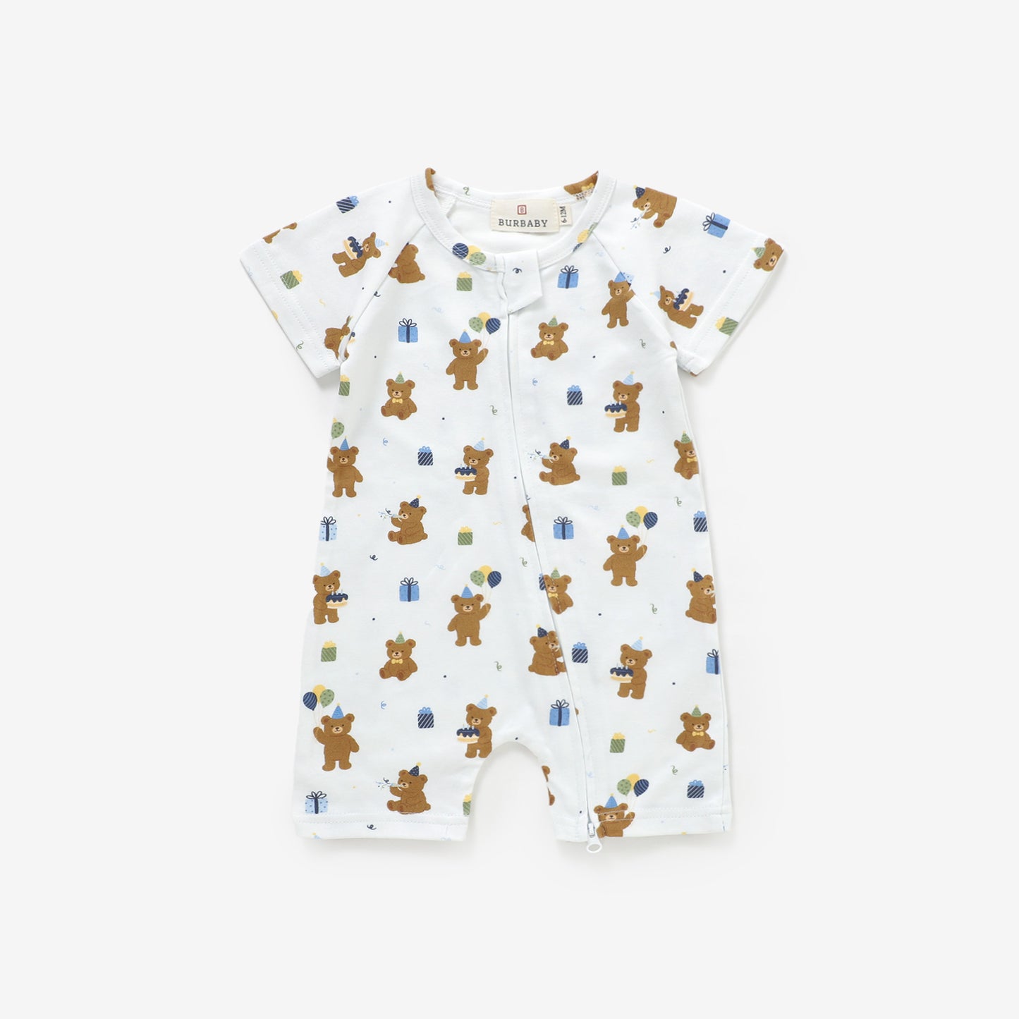 Birthday Bear Boy Short Sleeve Romper | 100% Organic Cotton Baby & Toddler Romper