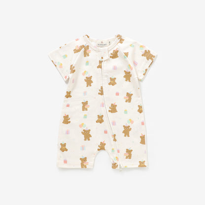 Birthday Bear Blush Short Sleeve Romper