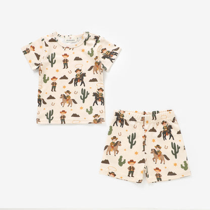 Cowboy Trail Short Sleeve Shorts Set | 100% Organic Cotton Baby & Toddler Outfit