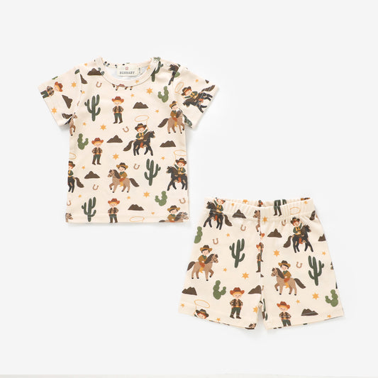 Cowboy Trail Short Sleeve Shorts Set | 100% Organic Cotton Baby & Toddler Outfit