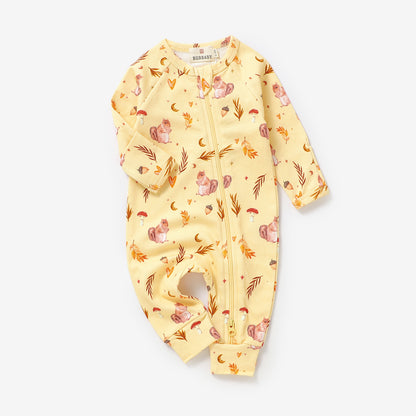 Nutty by Nature Print Romper – 100% Organic Cotton Baby Romper | Soft, Comfortable & Stylish with 2 Way Zipper