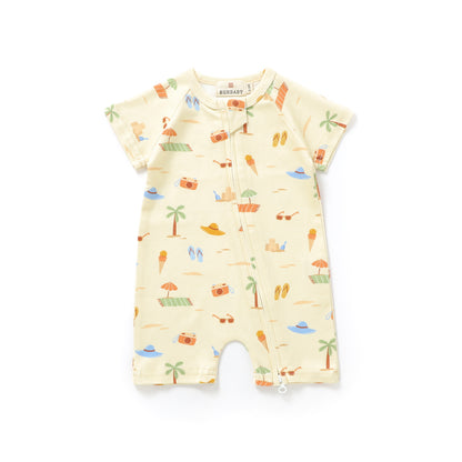 Sandy Toes 100% Organic Cotton Baby Romper | Soft, Comfortable & Stylish with 2-Way Zipper