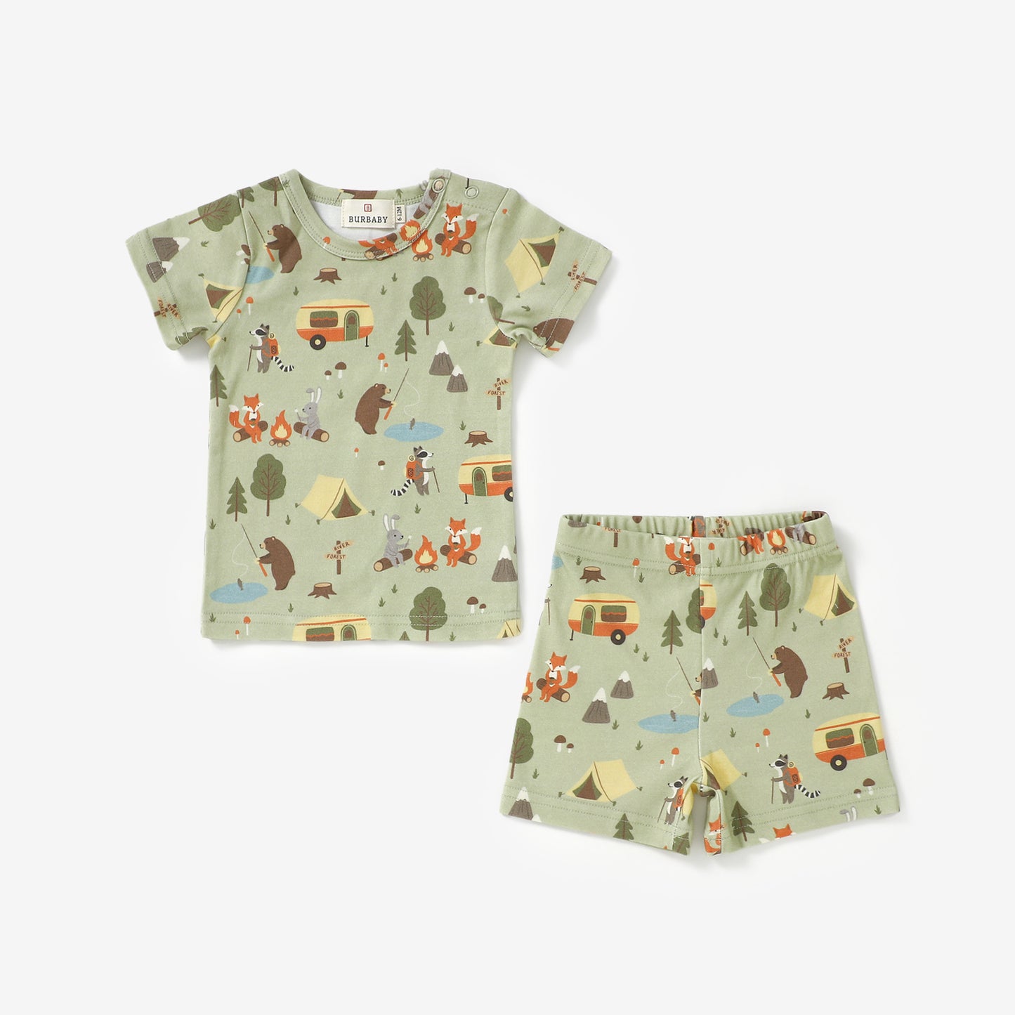 Spring 2026 Happy Camper Sleeve Shorts Set | 100% Organic Cotton Baby & Toddler Outfit