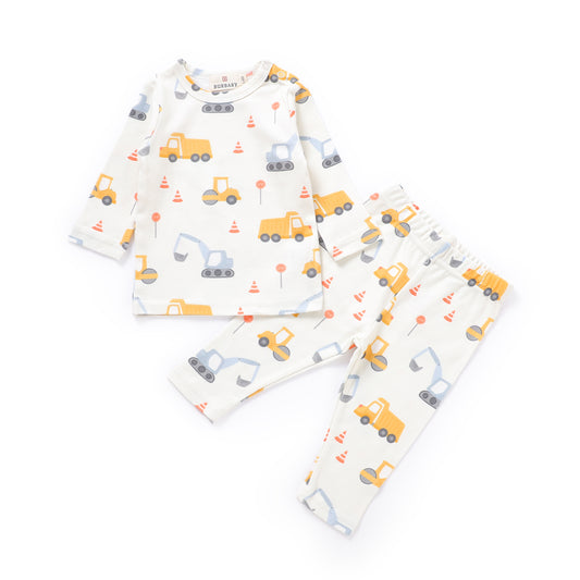 Construction Truck Organic Cotton Two-Piece Baby Outfit | Burbaby