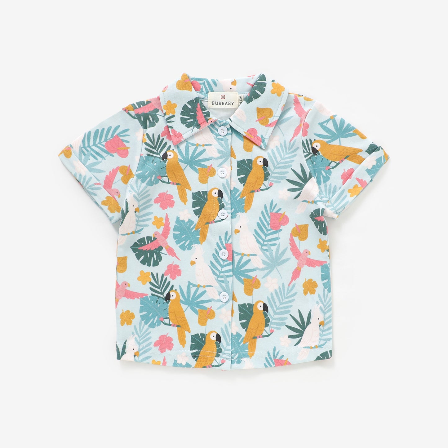 Tropical Parrots Button Shirt | 100% Organic Cotton Baby & Toddler Shirt