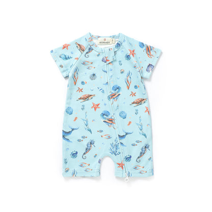 Ocean Mist 100% Organic Cotton Baby Romper | Soft, Comfortable & Stylish with 2-Way Zipper