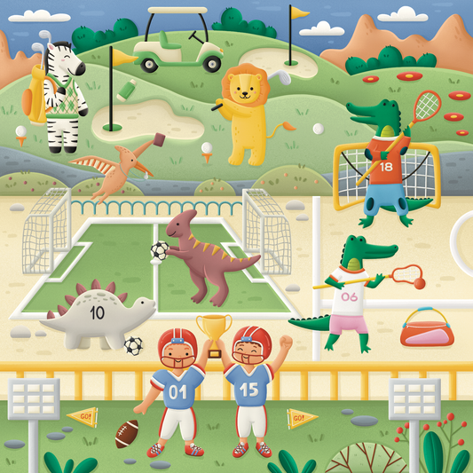 Sports Adventure Wooden Puzzle for Toddlers | 36 Piece Basswood Puzzle | Burbaby