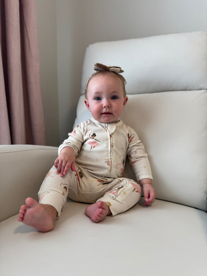 Ballerina Dreams Organic Cotton Two-Way Zipper Baby Romper | Burbaby