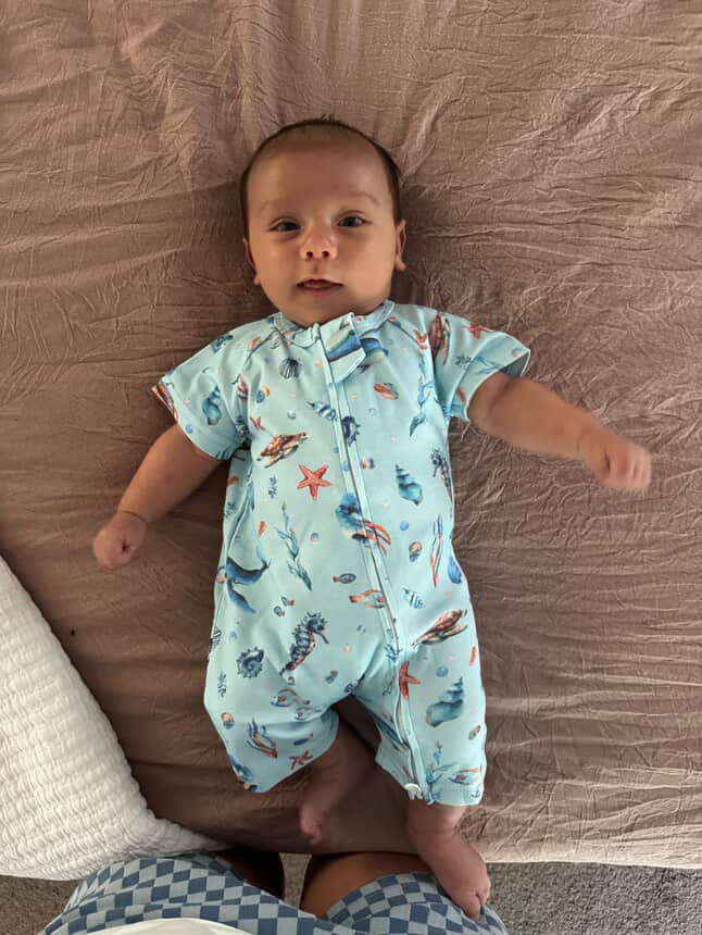 Ocean Mist 100% Organic Cotton Baby Romper | Soft, Comfortable & Stylish with 2-Way Zipper
