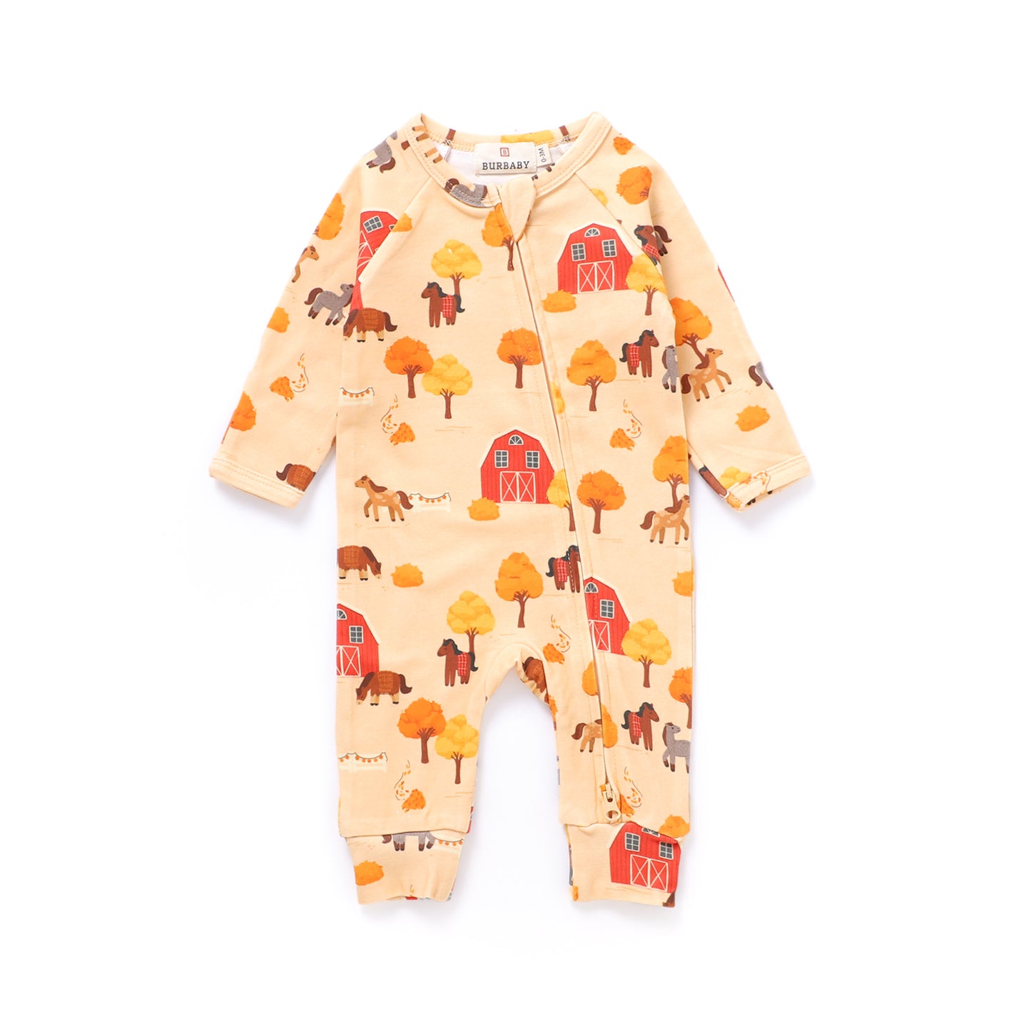 Autumn Farm Organic Cotton Two-Way Zipper Baby Romper | Burbaby