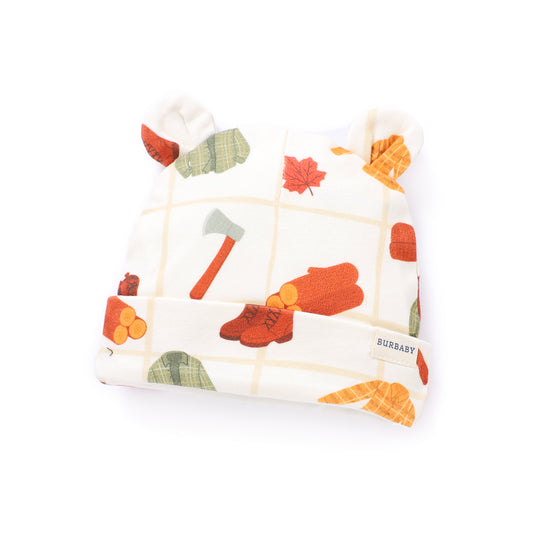 Lumberjack Organic Cotton Canadian Fall Double-Lined Bear Beanie Hat | Burbaby