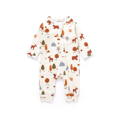 True North Friends Organic Cotton Canadian Wildlife Two-Way Zipper Baby Romper | Burbaby