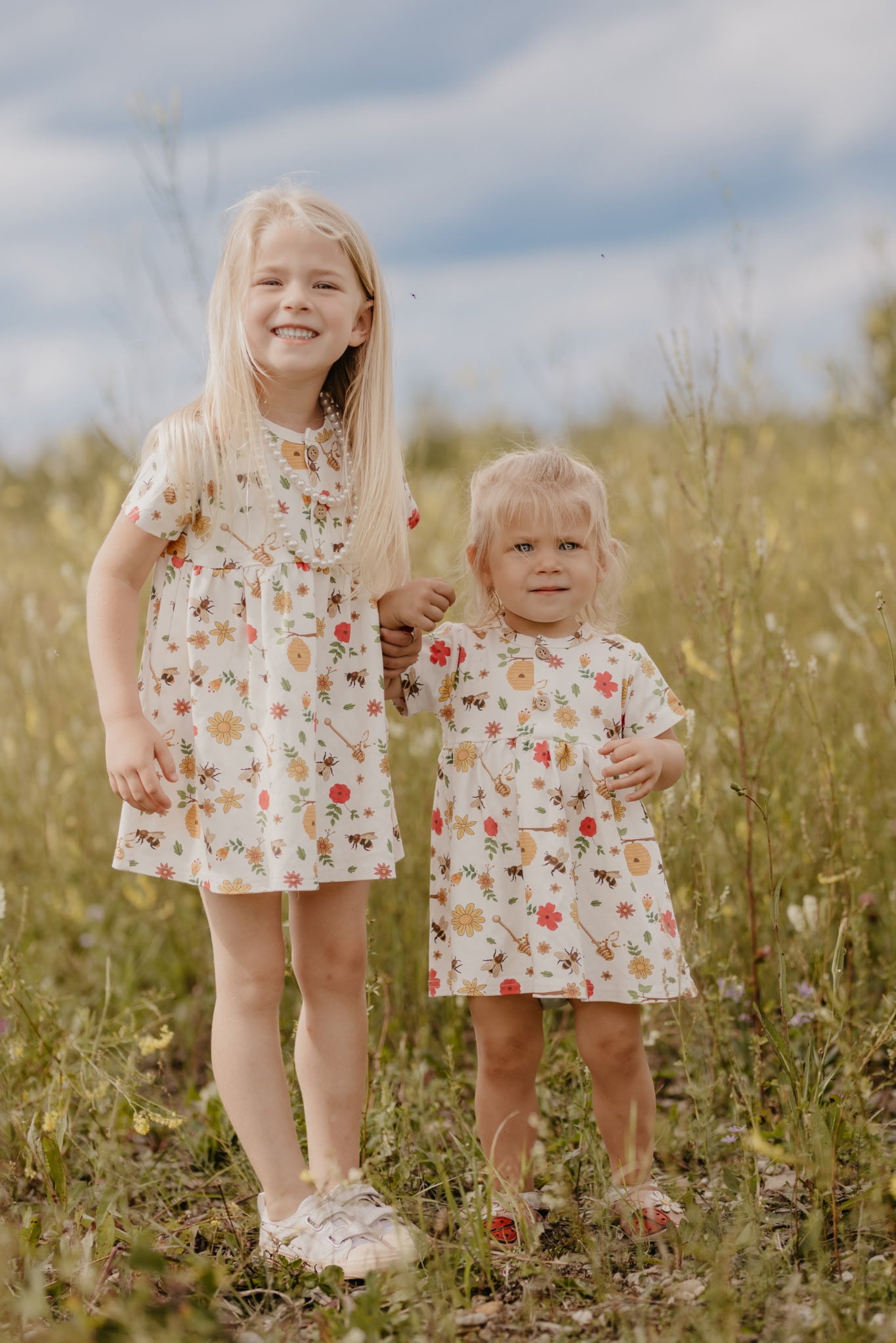 Bee Happy 100% Organic Cotton Short Sleeve Button Dress | Soft, Comfortable & Stylish