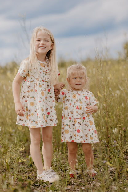 Bee Happy 100% Organic Cotton Short Sleeve Button Dress | Soft, Comfortable & Stylish