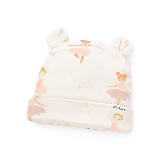 Ballerina Dreams Organic Cotton Double-Lined Bear Beanie Hat | Burbaby