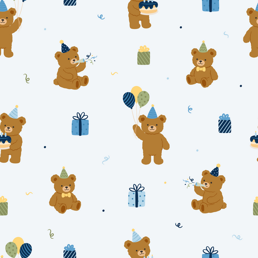 Summer 2026 Birthday Bear Boy Short Sleeve Romper | 100% Organic Cotton Baby & Toddler Romper