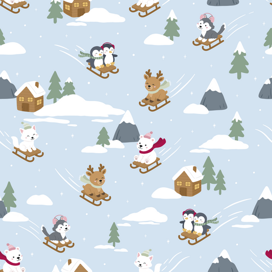 Winter 2027 Winter Sledding Friends Long Sleeve Pajama Set | 100% Organic Cotton Kids Pajamas