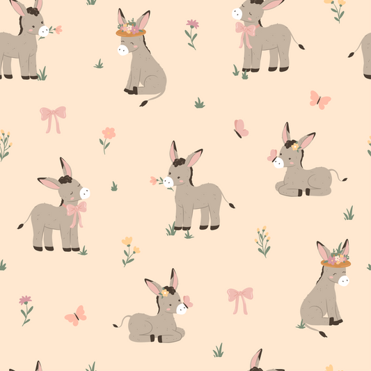 Spring 2027 🌸 Little Meadow Donkey Short Sleeve Romper | 100% Organic Cotton Baby Romper