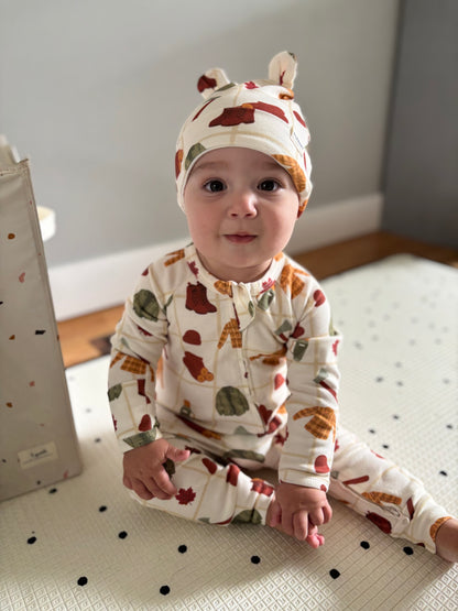 Lumberjack Organic Cotton Canadian Fall Two-Way Zipper Baby Romper | Burbaby
