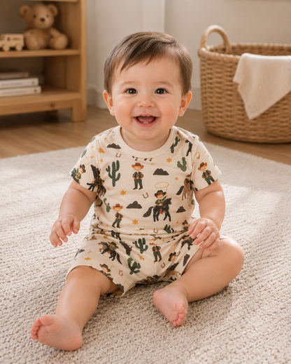 Cowboy Trail Short Sleeve Shorts Set