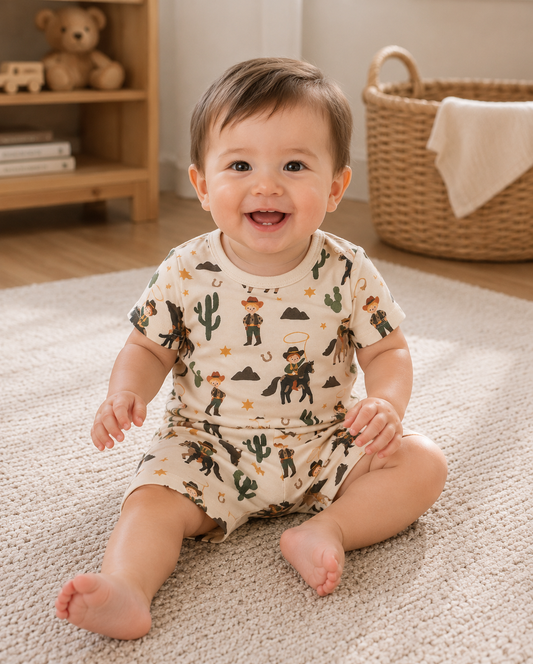 Cowboy Trail Short Sleeve Shorts Set | 100% Organic Cotton Baby & Toddler Outfit