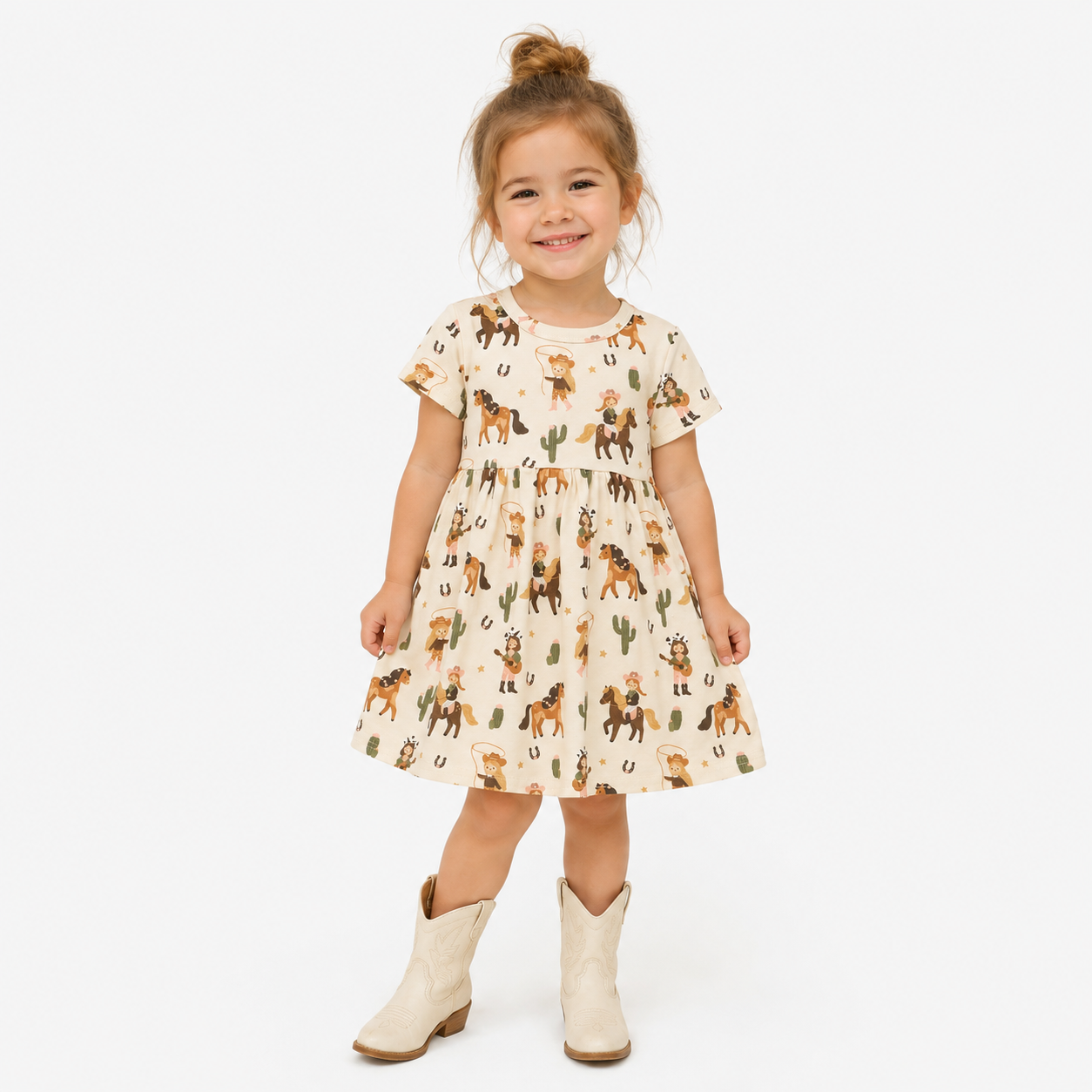 Wildflower Cowgirl Short Sleeve Button Dress