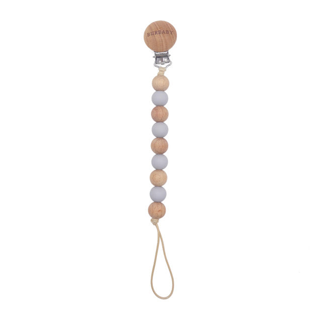 Silicone Pacifier Clip with Beechwood Clip | Safe, Durable & Stylish Clip for Babies | Food Grade Silicone & Eco-Friendly Beechwood"