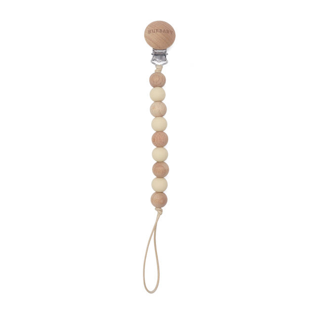 Silicone Pacifier Clip with Beechwood Clip | Safe, Durable & Stylish Clip for Babies | Food Grade Silicone & Eco-Friendly Beechwood"