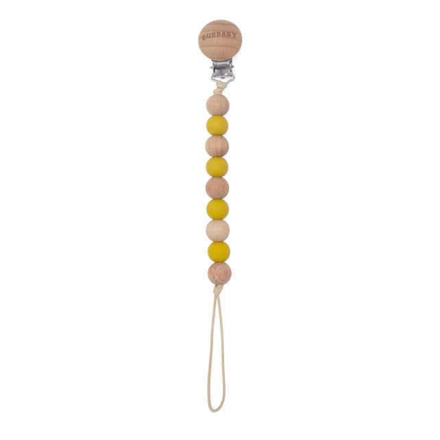 Silicone Pacifier Clip with Beechwood Clip | Safe, Durable & Stylish Clip for Babies | Food Grade Silicone & Eco-Friendly Beechwood"