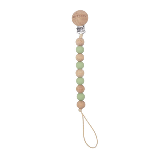 Silicone Pacifier Clip with Beechwood Clip | Safe, Durable & Stylish Clip for Babies | Food Grade Silicone & Eco-Friendly Beechwood"
