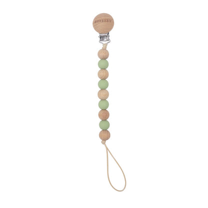 Silicone Pacifier Clip with Beechwood Clip | Safe, Durable & Stylish Clip for Babies | Food Grade Silicone & Eco-Friendly Beechwood"