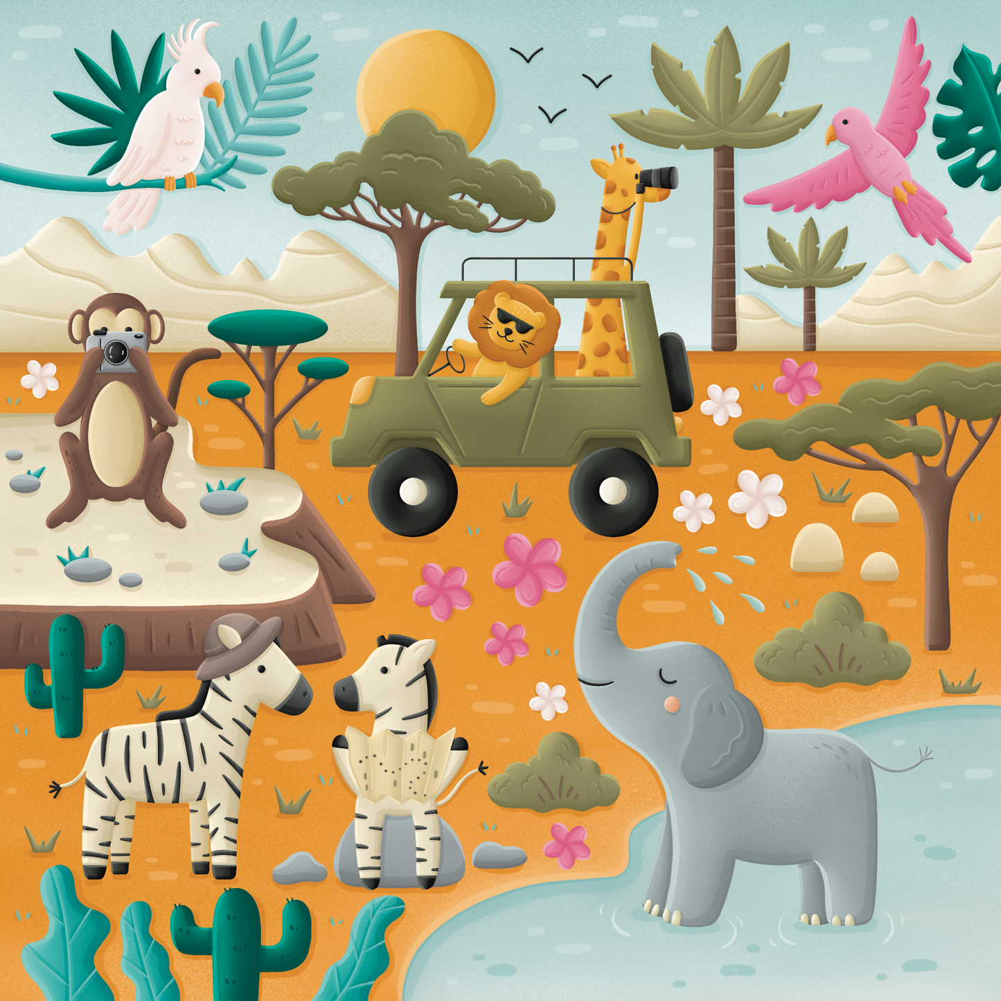 Safari Adventure Wooden Puzzle for Toddlers | 36 Piece Basswood Puzzle | Burbaby