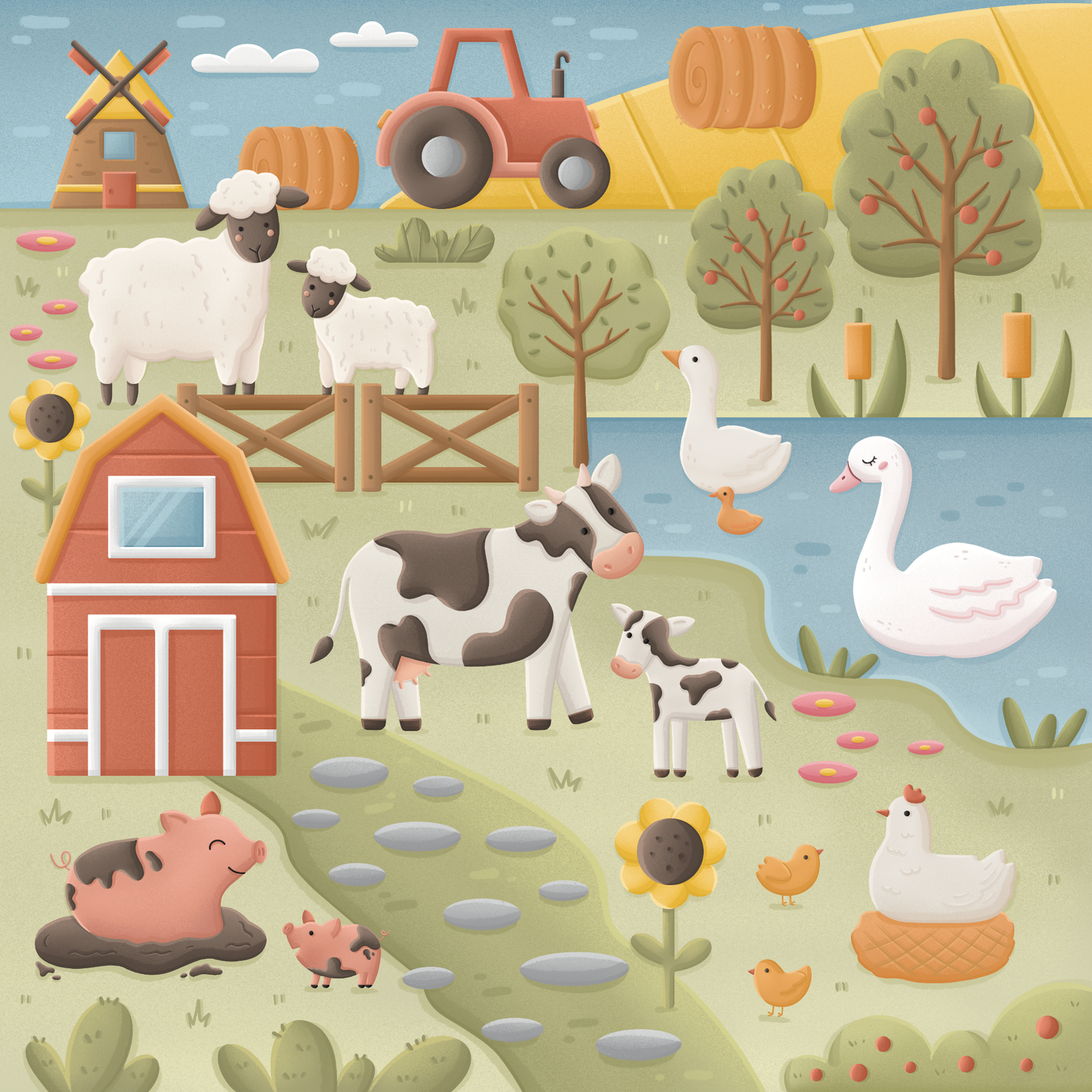 Little Farm Friends Wooden Puzzle for Toddlers | 36 Piece Basswood Puzzle | Burbaby