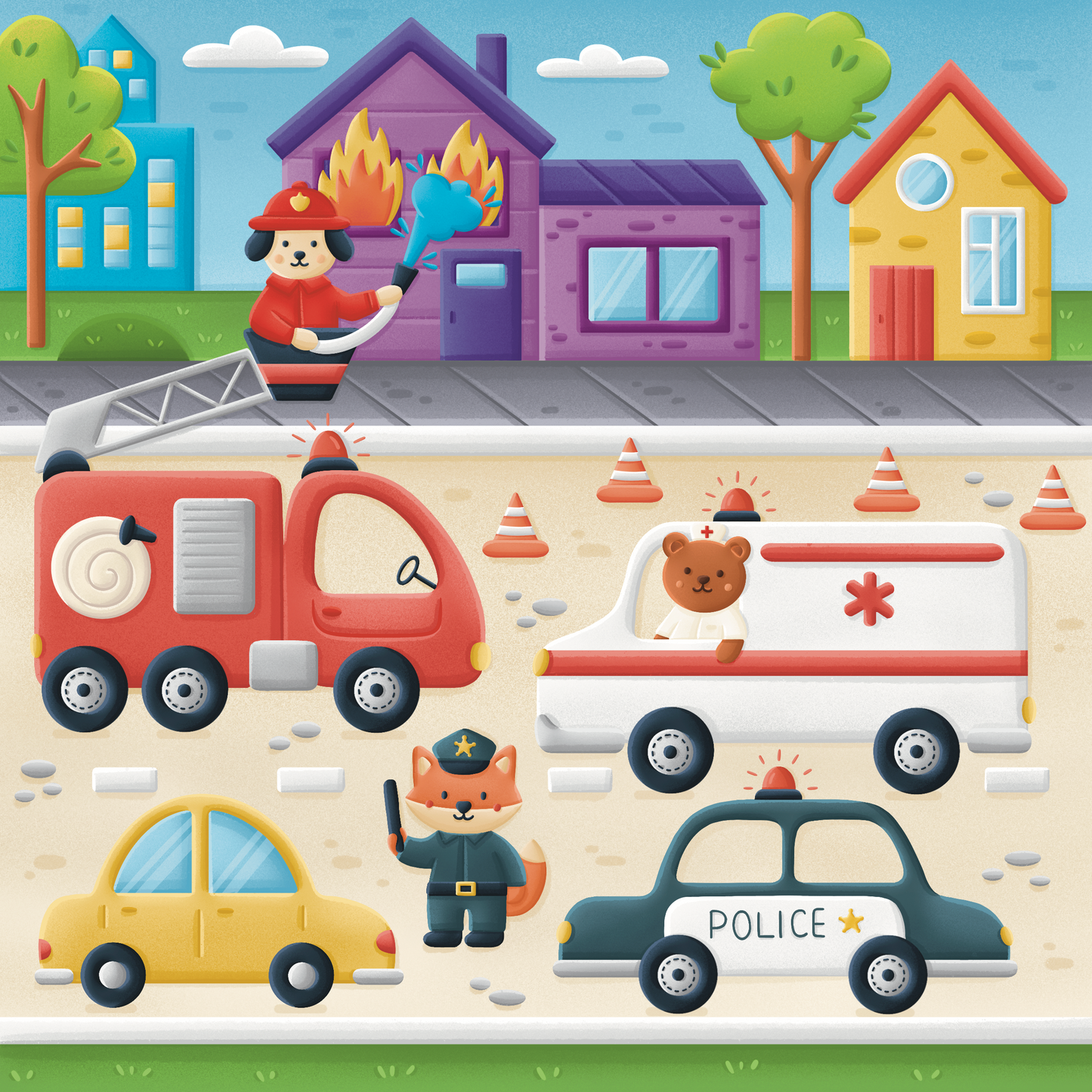 Little First Responders Wooden Puzzle for Toddlers | 36 Piece Basswood Puzzle | Burbaby