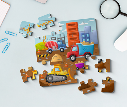 Construction Puzzle for Toddlers | Wooden Puzzle | 18 Month+ Fine Motor Toy | Construction Puzzle for Kids