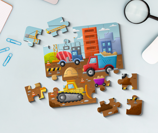 Construction Puzzle for Toddlers | Wooden Puzzle | 18 Month+ Fine Motor Toy | Construction Puzzle for Kids