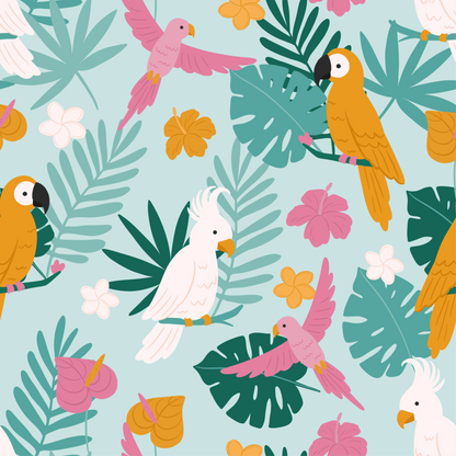 Tropical Parrots Button Shirt | 100% Organic Cotton Baby & Toddler Shirt